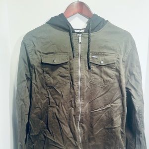 Mens large Tony Hawk green zip up hooded jacket.